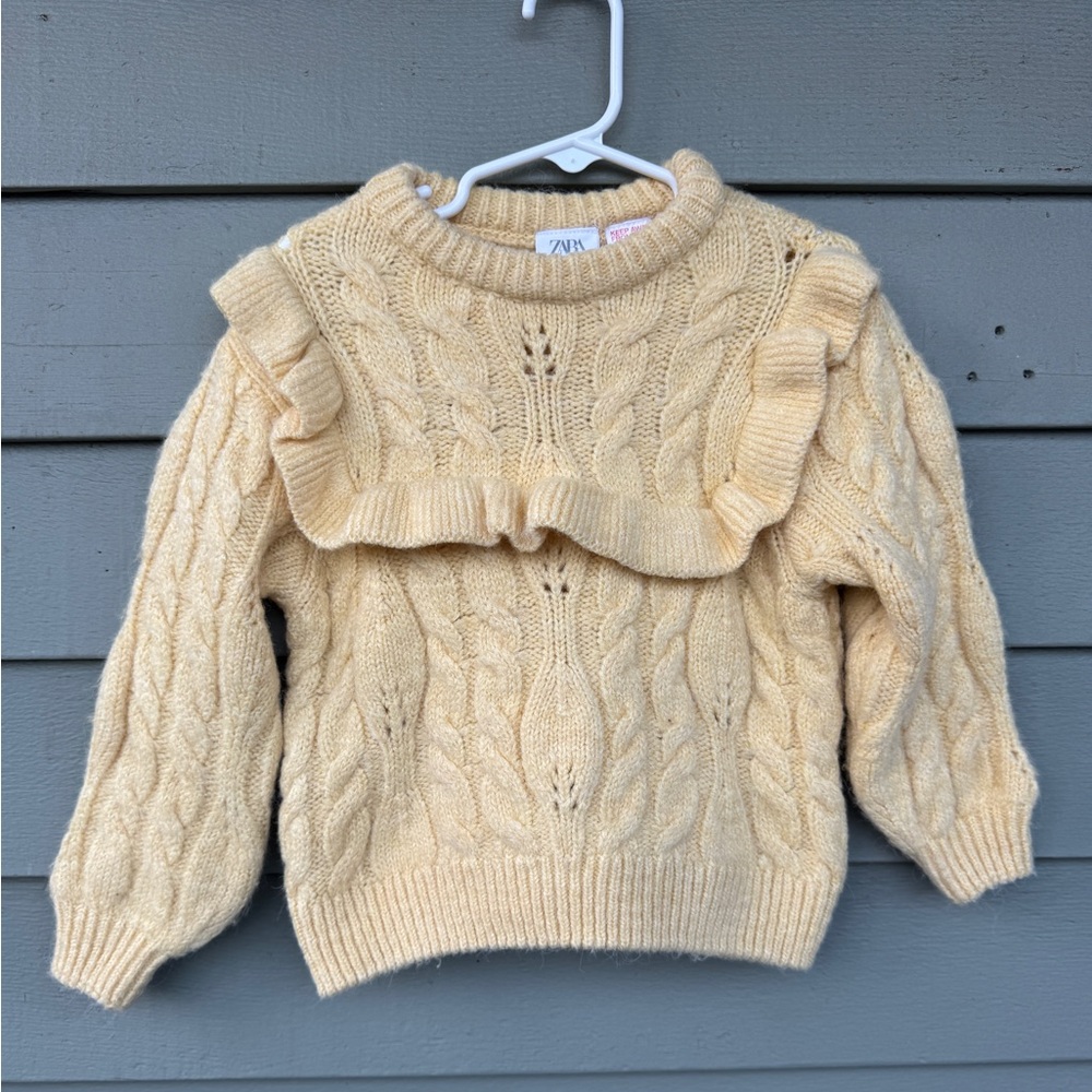 Zara 18-24mo Yellow Cable Knit Sweater with Ruffle